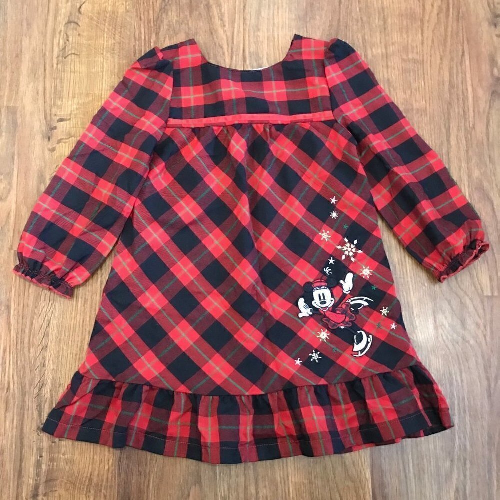 The Disney Store plaid holiday Minnie Mouse pajama Dress